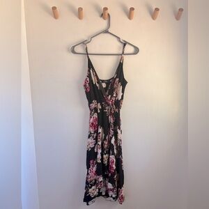 Floral Black Midi Dress